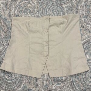 Hollister Beige Button-Front Strapless Crop Top